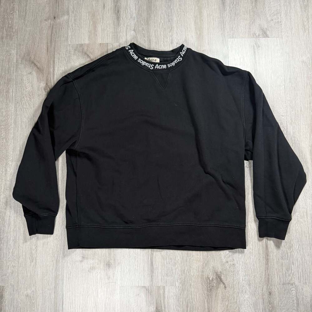 Mens Acne Studios Black Logo-Neck Oversized Sweatshirt  Large Streetwear Archive